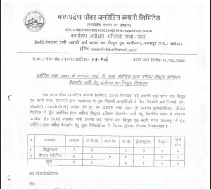 MPPGCL Recruitment issued of Guest Teacher posts at Madhya Pradesh Power Generation Company Limited. Check eligibility, selection process, and application dates.
